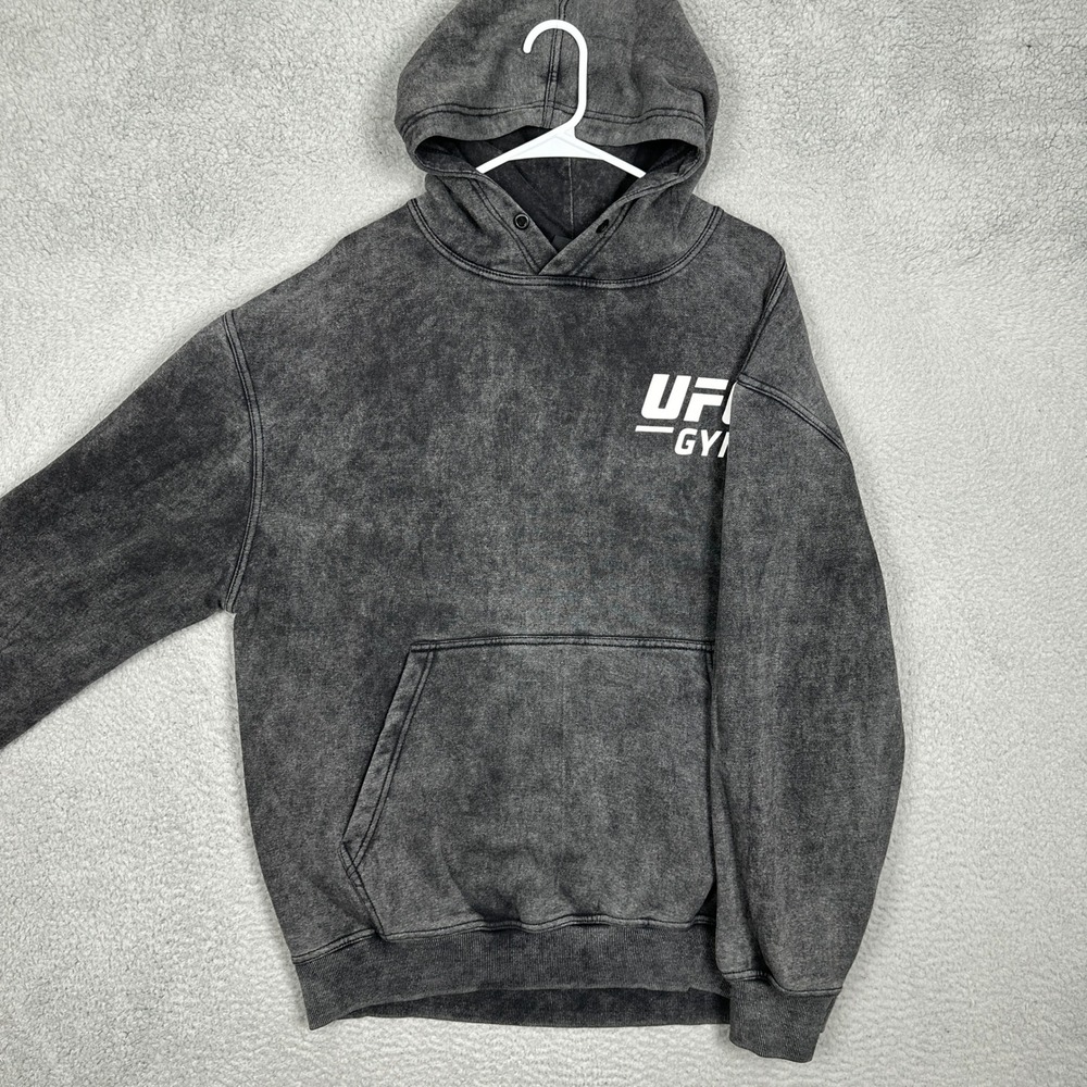 UFC Gym Hoodie Mens 2XL Mineral Wash Charcoal Grey MMA Training Sweatshirt Logo